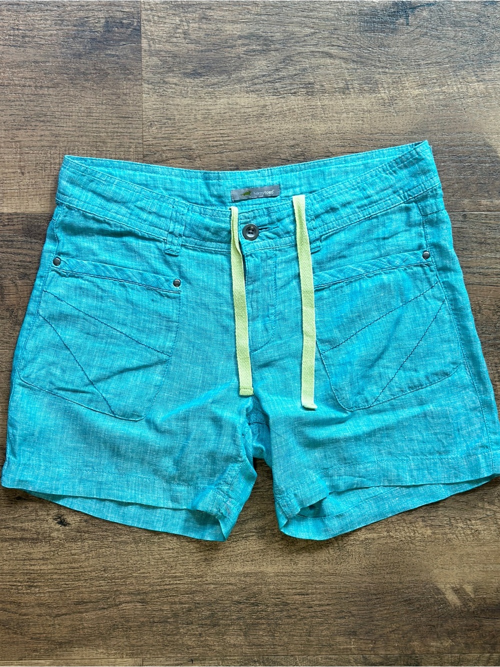 Turquoise Women's Linen-Blend Drawstring Shorts Horny Toad